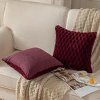 Burgundy Faux Fur Cushion Covers 40x40cm – Set of 2
