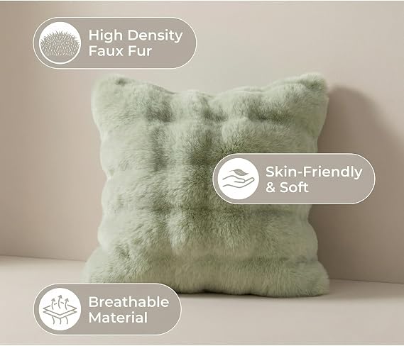 Green Plush Cushion Covers 45x45cm – Set of 2