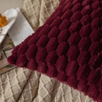 Burgundy Faux Fur Cushion Covers 40x40cm – Set of 2