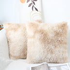 Beige Faux Fur Cushion Covers 45x45cm – Set of 2