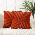 Burnt Orange Faux Fur Cushion Covers 45x45cm Set of 2