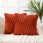 Burnt Orange Faux Fur Cushion Covers 45x45cm Set of 2