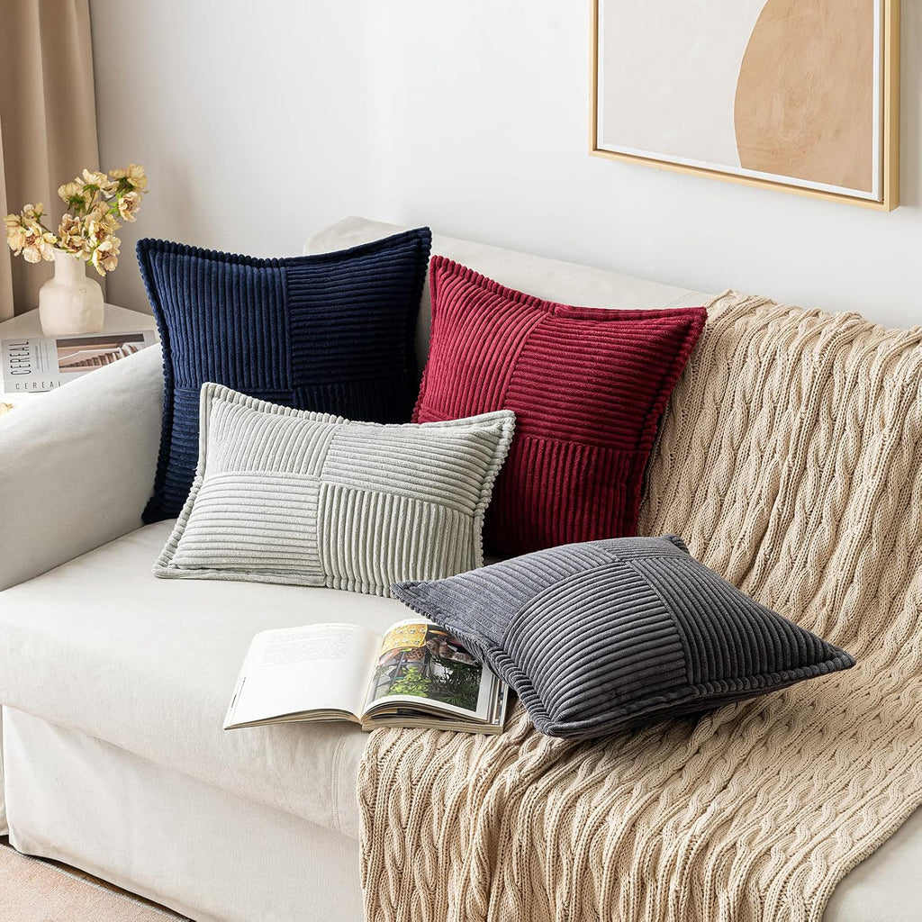 Burgundy Corduroy Cushion Covers 40x40cm Set of 2