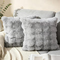 Grey Faux Fur Cushion Covers 45x45cm – Pack of 2