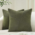 Olive Green Corduroy Cushion Covers 40x40cm Set of 2