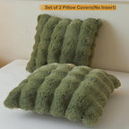 Sage Green Faux Fur Cushion Covers 45x45cm Set of 2