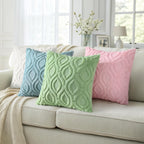 Sage Green Faux Fur Cushion Covers 45x45cm Set of 2