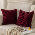 Burgundy Faux Fur Cushion Covers 40x40cm – Set of 2