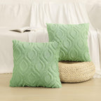 Sage Green Faux Fur Cushion Covers 45x45cm Set of 2