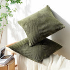 Olive Green Corduroy Cushion Covers 40x40cm Set of 2