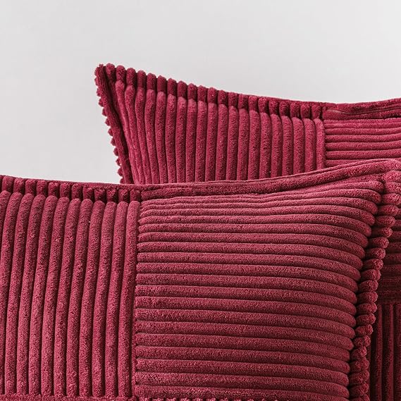 Burgundy Corduroy Cushion Covers 40x40cm Set of 2