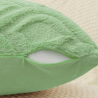 Sage Green Faux Fur Cushion Covers 45x45cm Set of 2