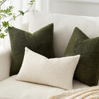 Olive Green Corduroy Cushion Covers 40x40cm Set of 2