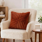 Burnt Orange Faux Fur Cushion Covers 45x45cm Set of 2