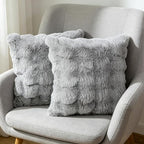 Grey Faux Fur Cushion Covers 45x45cm – Pack of 2