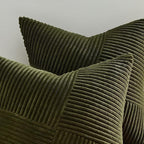 Olive Green Corduroy Cushion Covers 40x40cm Set of 2