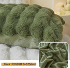 Sage Green Faux Fur Cushion Covers 45x45cm Set of 2