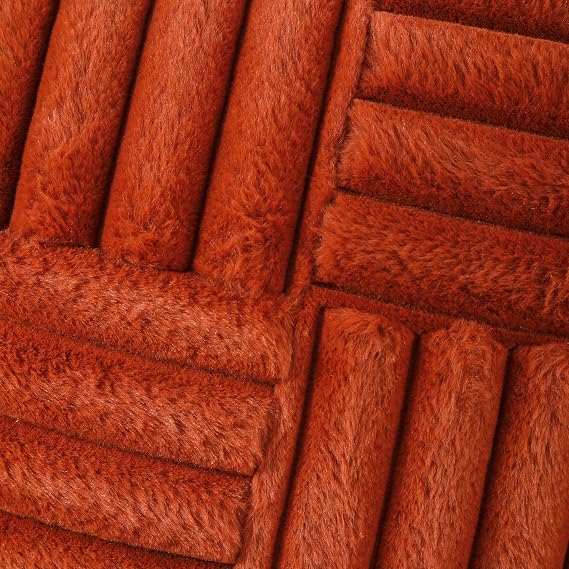 Burnt Orange Faux Fur Cushion Covers 45x45cm Set of 2