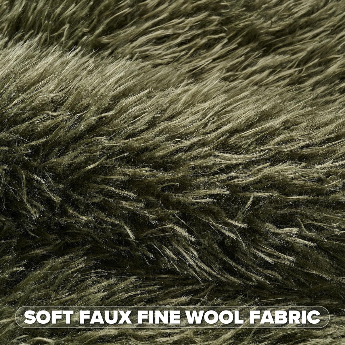 Olive Green Faux Fur Cushion Covers 45x45cm Set of 2